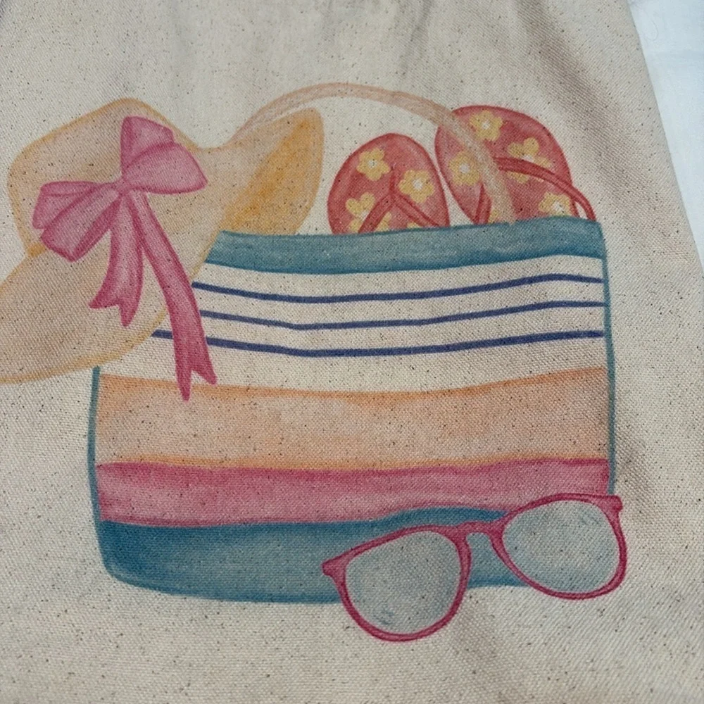 Stylish Beachy Canvas Tote Bag with Colorful Print
